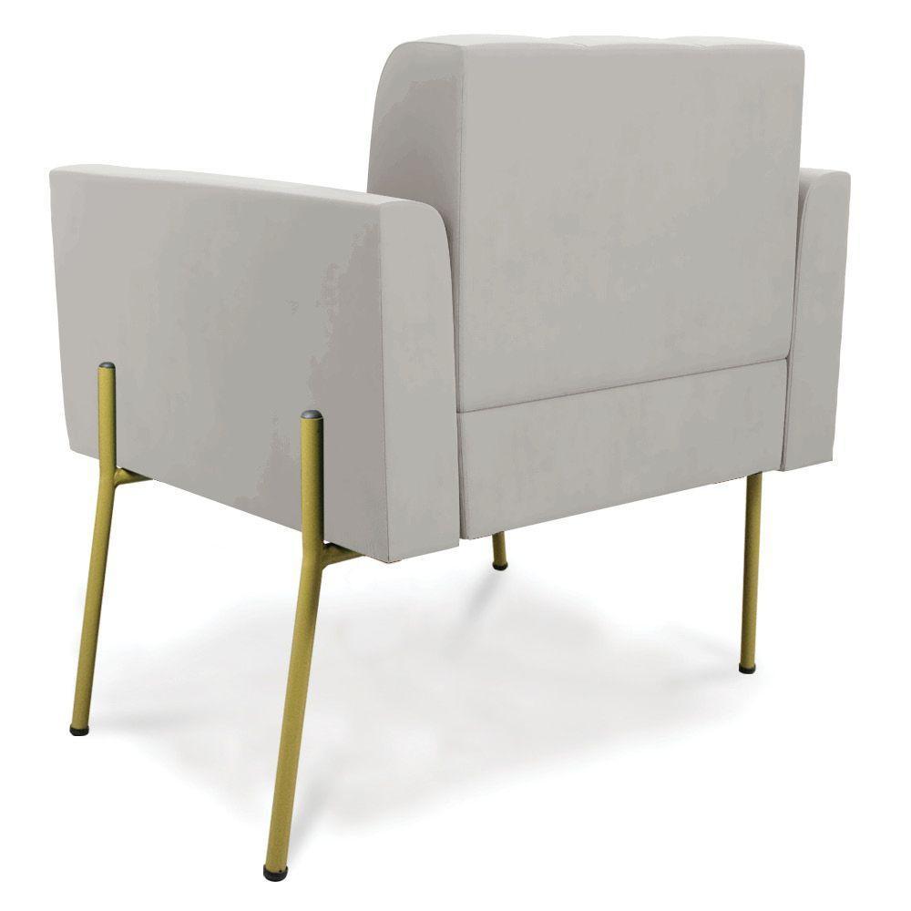 Poltrona Pé De Ferro Dourado Para Sala Kit 2 Elisa Veludo D03 - D'rossi Cor Cinza - 4