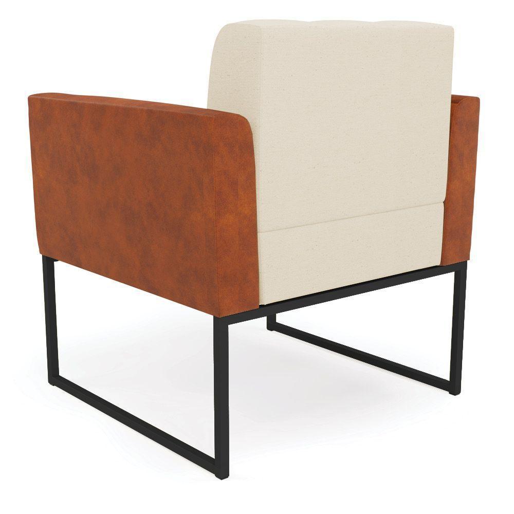 Poltrona Base Industrial Preto Elisa Nozes-linho Bege A19 D03 - D'rossi - 3