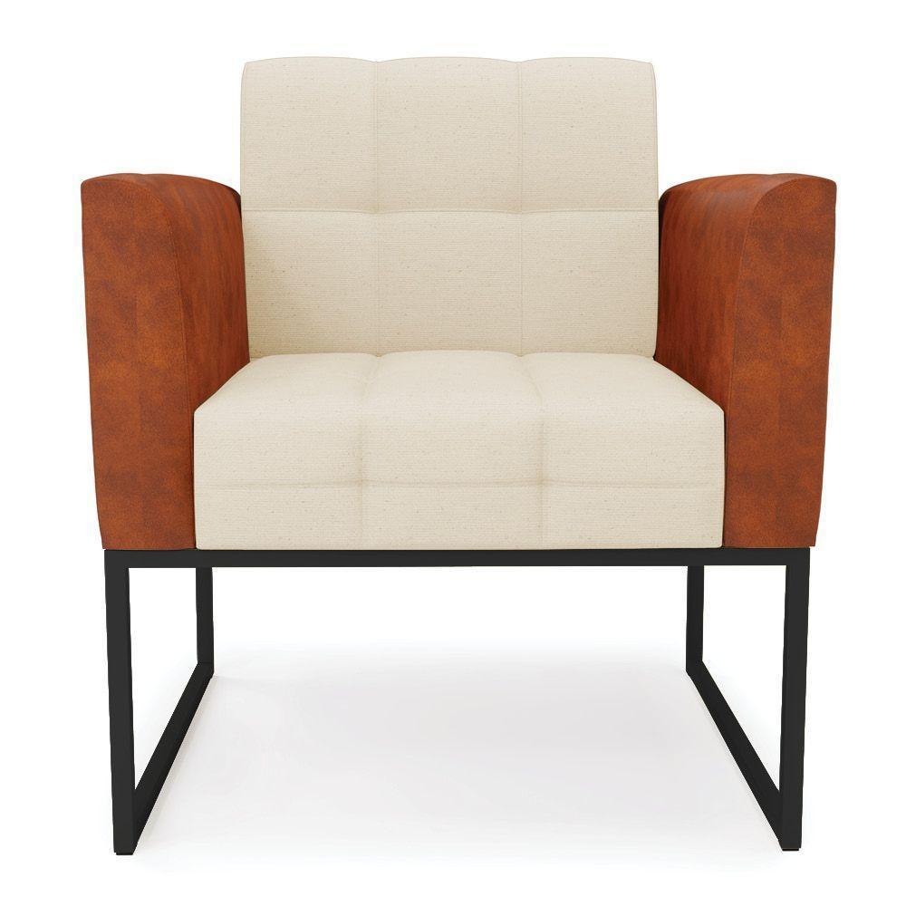 Poltrona Base Industrial Preto Elisa Nozes-linho Bege A19 D03 - D'rossi - 5