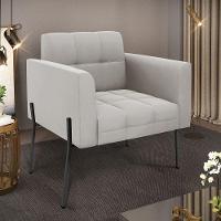 Poltrona Pé De Ferro Preto Para Sala Elisa Veludo D03 - D'rossi Cor Cinza - 1