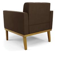 Poltrona Base De Madeira Fixa Castanho Elisa Suede Marrom D03 - D'rossi