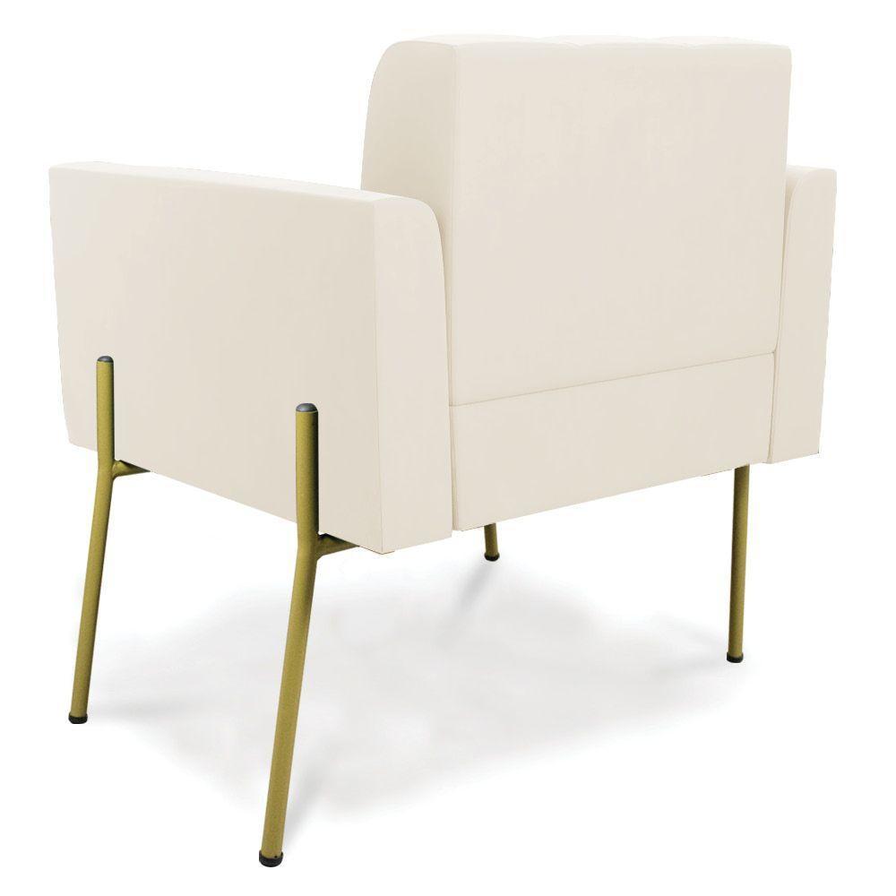 Poltrona Pé De Ferro Dourado Para Sala Kit 2 Elisa Veludo D03 - D'rossi Cor Bege - 4