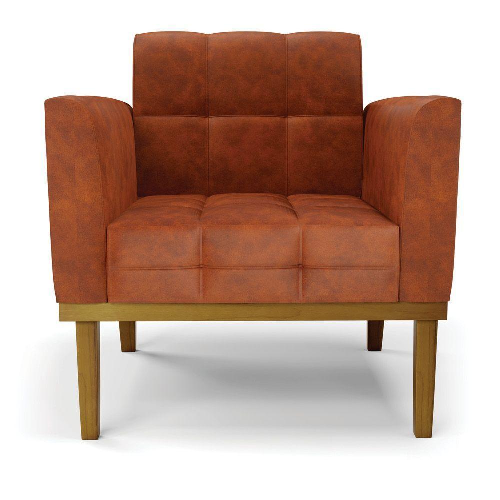 Poltrona Base De Madeira Fixa Castanho Kit 2 Elisa Corano Nozes D03 - D'rossi - 5