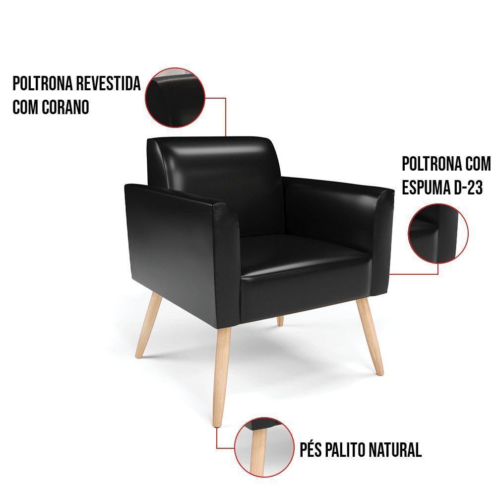 Kit 2 Poltronas Pés Palito Natural Marisa Corano D03 - D'rossi Cor Preto - 5