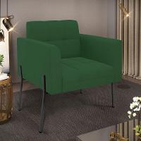 Poltrona Pé De Ferro Preto Para Sala Elisa Veludo Verde D03 - D'rossi - 6