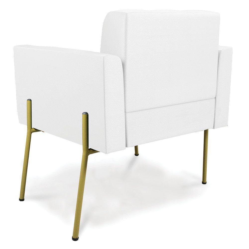 Poltrona Pé De Ferro Dourado Para Sala Kit 2 Elisa Corino Branco D03 - D'rossi - 2