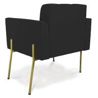 Poltrona Pé De Ferro Dourado Para Sala Kit 2 Elisa Veludo Preto D03 - D'rossi