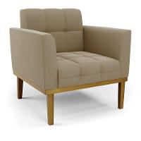 Poltrona Base De Madeira Fixa Castanho Elisa Suede Marrom Rato D03 - D'rossi - 1