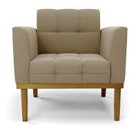 Poltrona Base De Madeira Fixa Castanho Elisa Suede Marrom Rato D03 - D'rossi - 5