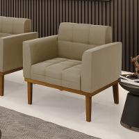 Poltrona Base De Madeira Fixa Castanho Elisa Suede Marrom Rato D03 - D'rossi - 6