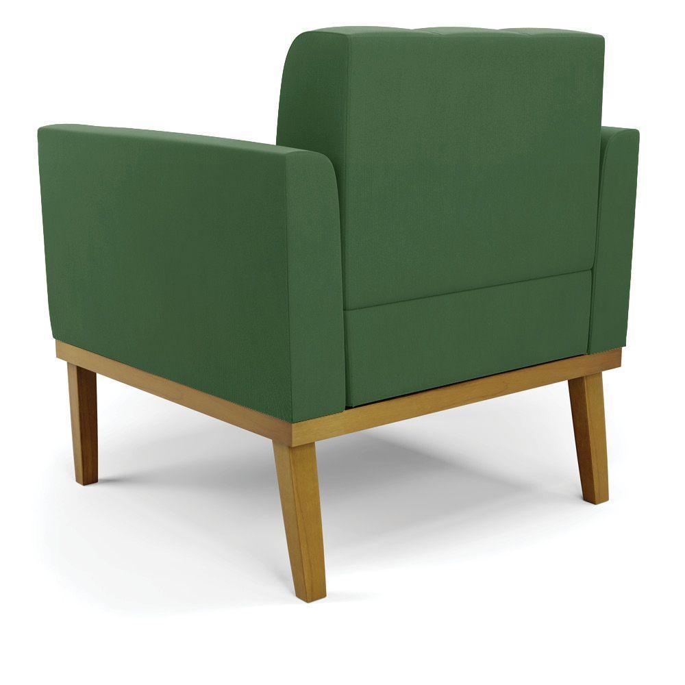 Poltrona Base De Madeira Fixa Castanho Elisa Suede Verde D03 - D'rossi - 3