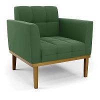 Poltrona Base De Madeira Fixa Castanho Elisa Suede Verde D03 - D'rossi - 1