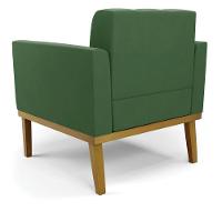 Poltrona Base De Madeira Fixa Castanho Elisa Suede Verde D03 - D'rossi - 3