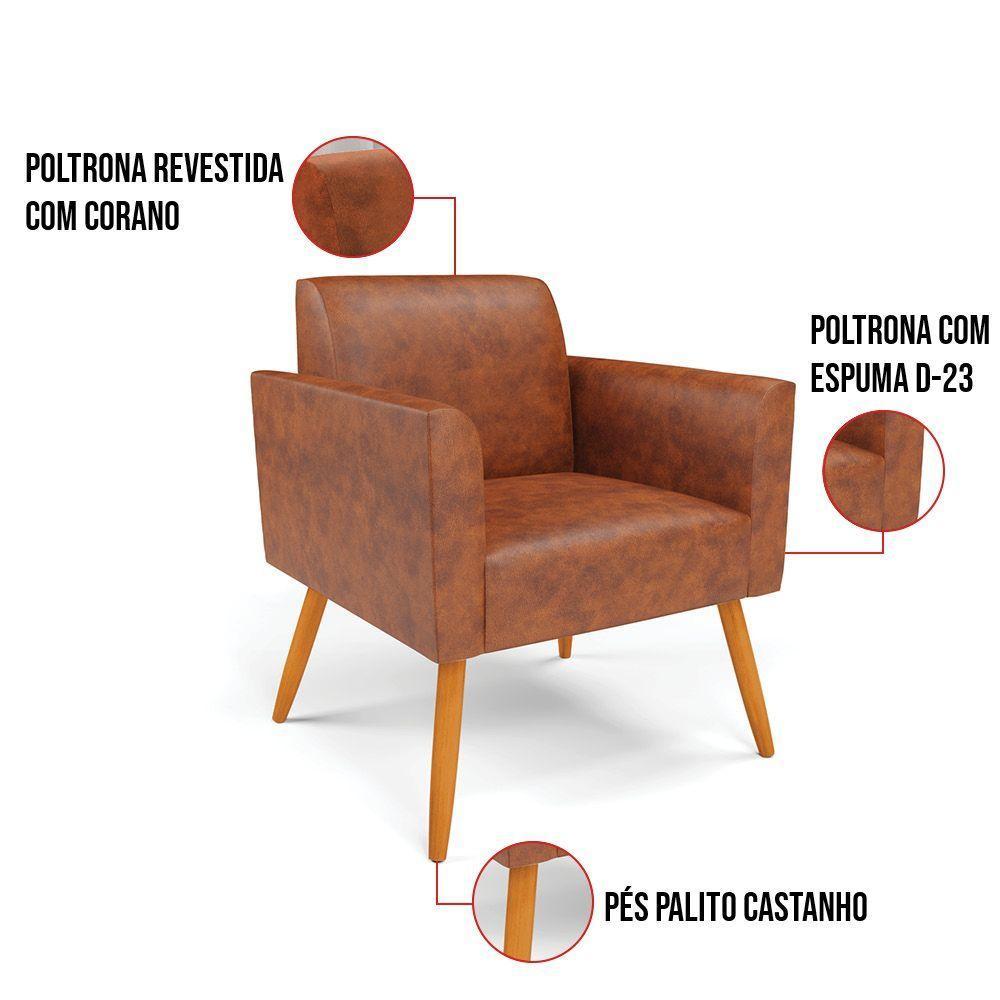 Kit 2 Poltronas Pés Palito Castanho Marisa Corano Nozes D03 - D'rossi - 3