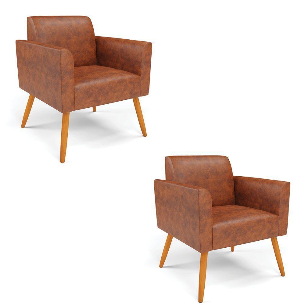 Kit 2 Poltronas Pés Palito Castanho Marisa Corano Nozes D03 - D'rossi - 6