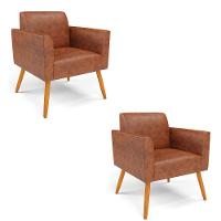 Kit 2 Poltronas Pés Palito Castanho Marisa Corano Nozes D03 - D'rossi - 6