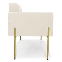 Poltrona Pé De Ferro Dourado Para Sala Elisa Veludo Bege D03 - D'rossi - 5