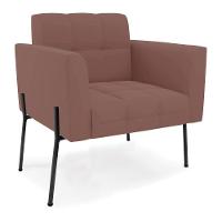 Poltrona Pé De Ferro Preto Para Sala Elisa Veludo D03 - D'rossi Cor Rose - 1