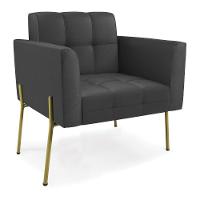 Poltrona Pé De Ferro Dourado Para Sala Elisa Corino D03 - D'rossi Cor Preto - 1