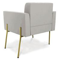 Poltrona Pé De Ferro Dourado Para Sala Elisa Veludo D03 - D'rossi Cor Cinza - 3