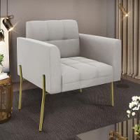 Poltrona Pé De Ferro Dourado Para Sala Elisa Veludo D03 - D'rossi Cor Cinza - 5