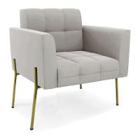 Poltrona Pé De Ferro Dourado Para Sala Elisa Veludo D03 - D'rossi Cor Cinza - 6