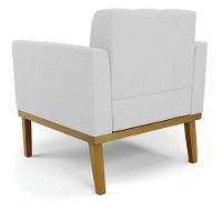 Poltrona Base De Madeira Fixa Castanho Elisa Linho Cinza A05 D03 - D'rossi - 3