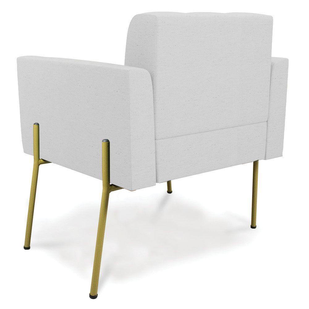 Poltrona Pé De Ferro Dourado Para Sala Kit 2 Elisa Linho D03 - D'rossi Cor A05 Cinza - 3