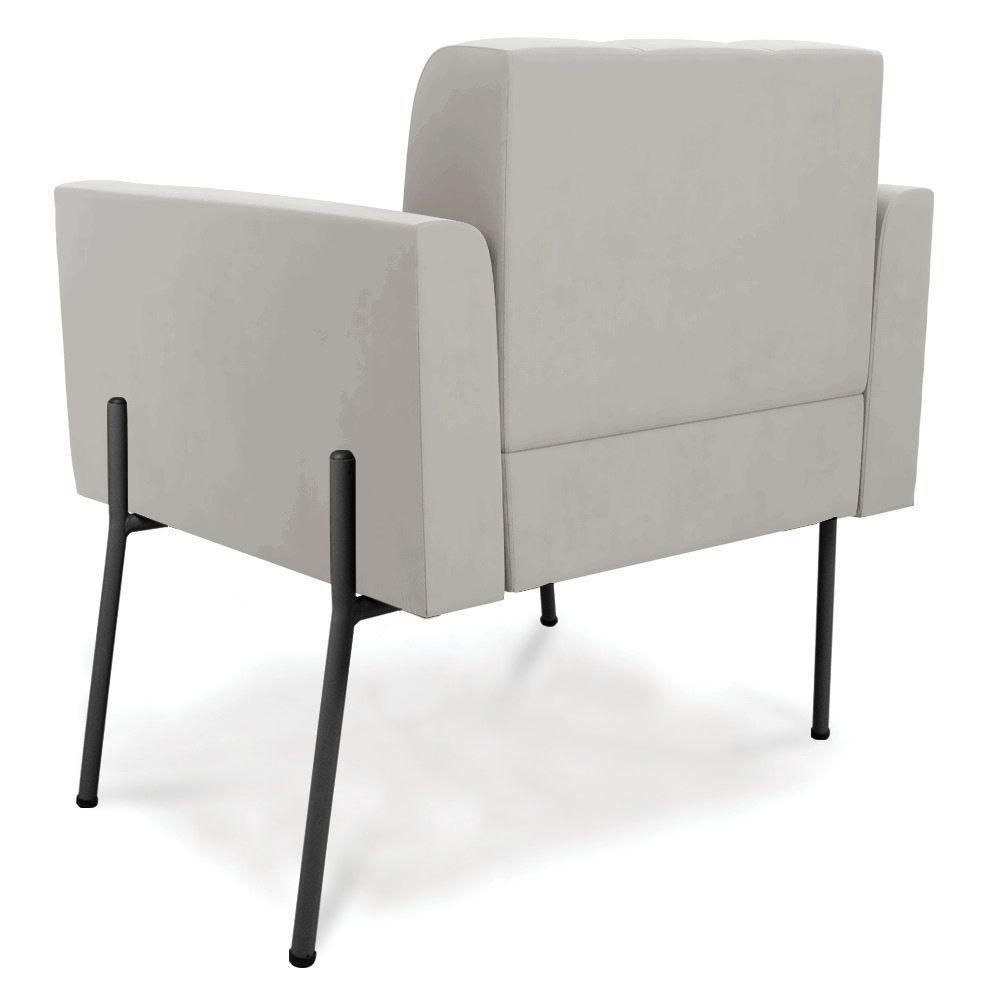 Poltrona Pé De Ferro Preto Para Sala Elisa Veludo Cinza D03 - D'rossi - 4