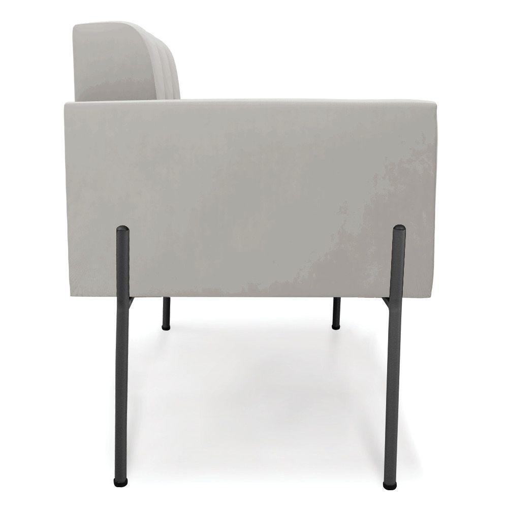 Poltrona Pé De Ferro Preto Para Sala Elisa Veludo Cinza D03 - D'rossi - 5