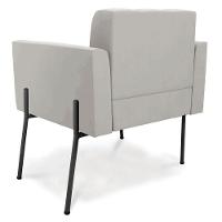 Poltrona Pé De Ferro Preto Para Sala Elisa Veludo Cinza D03 - D'rossi