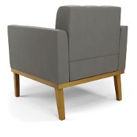 Poltrona Base De Madeira Fixa Castanho Kit 2 Elisa Suede Grafite D03 - D'rossi - 3