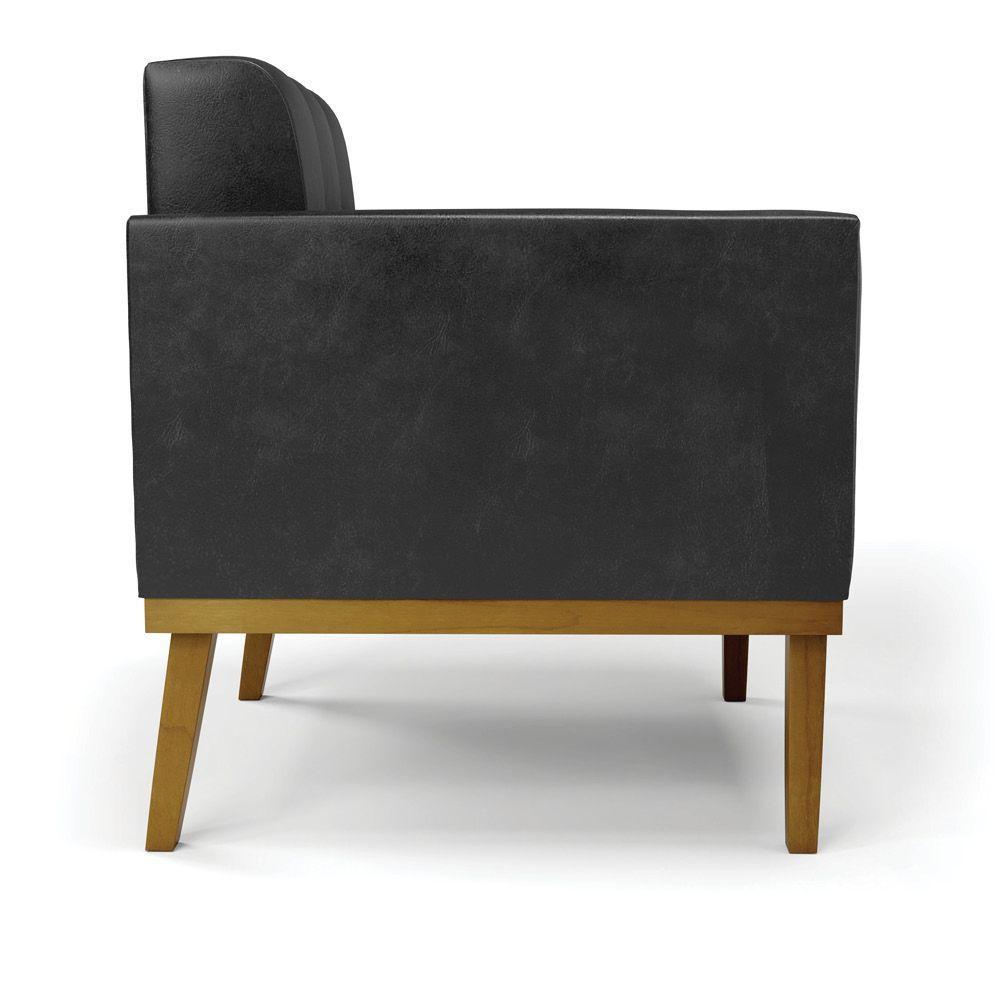 Poltrona Base De Madeira Fixa Castanho Elisa Corano Preto D03 - D'rossi - 7