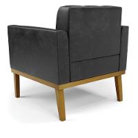 Poltrona Base De Madeira Fixa Castanho Elisa Corano Preto D03 - D'rossi - 3