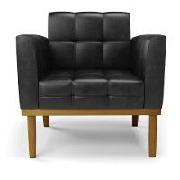 Poltrona Base De Madeira Fixa Castanho Elisa Corano Preto D03 - D'rossi - 5