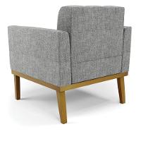 Poltrona Base De Madeira Fixa Castanho Kit 2 Elisa Linho D03 - D'rossi Cor A26 Grafite