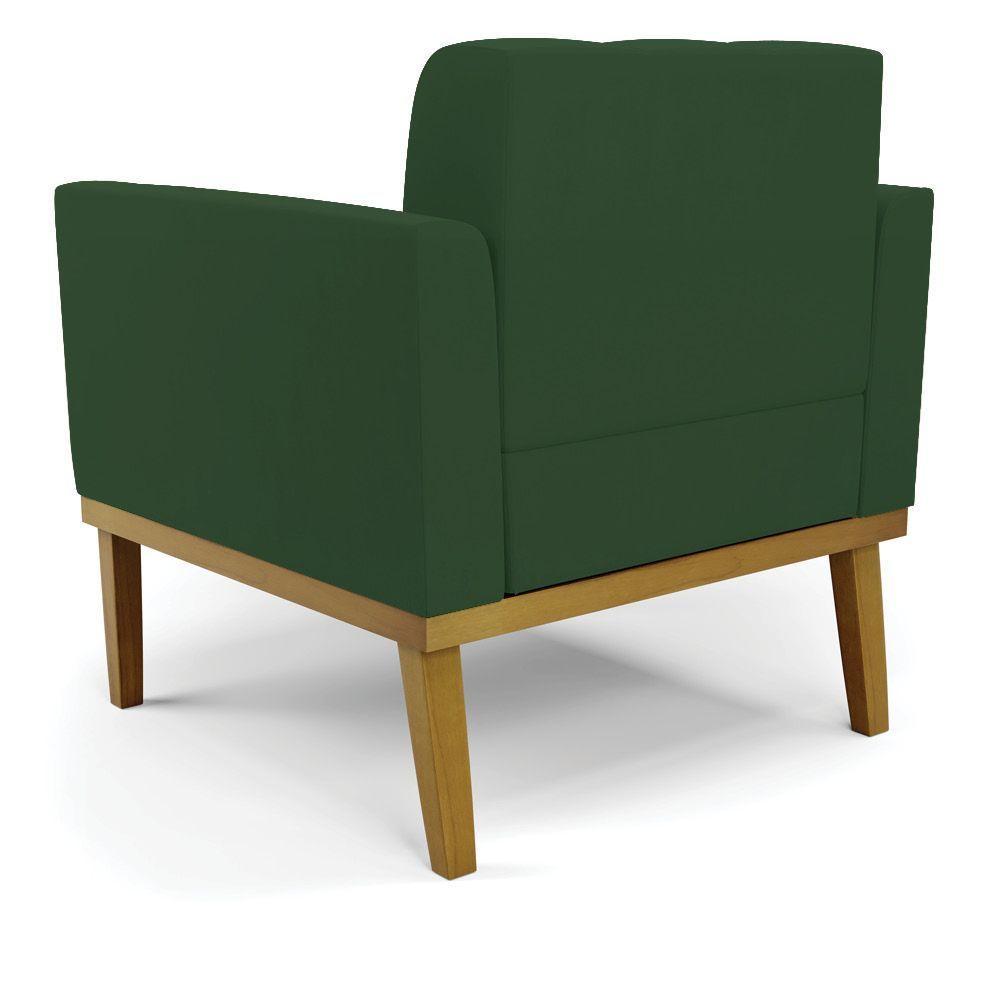 Poltrona Base De Madeira Fixa Castanho Kit 2 Elisa Veludo D03 - D'rossi Cor Verde - 3