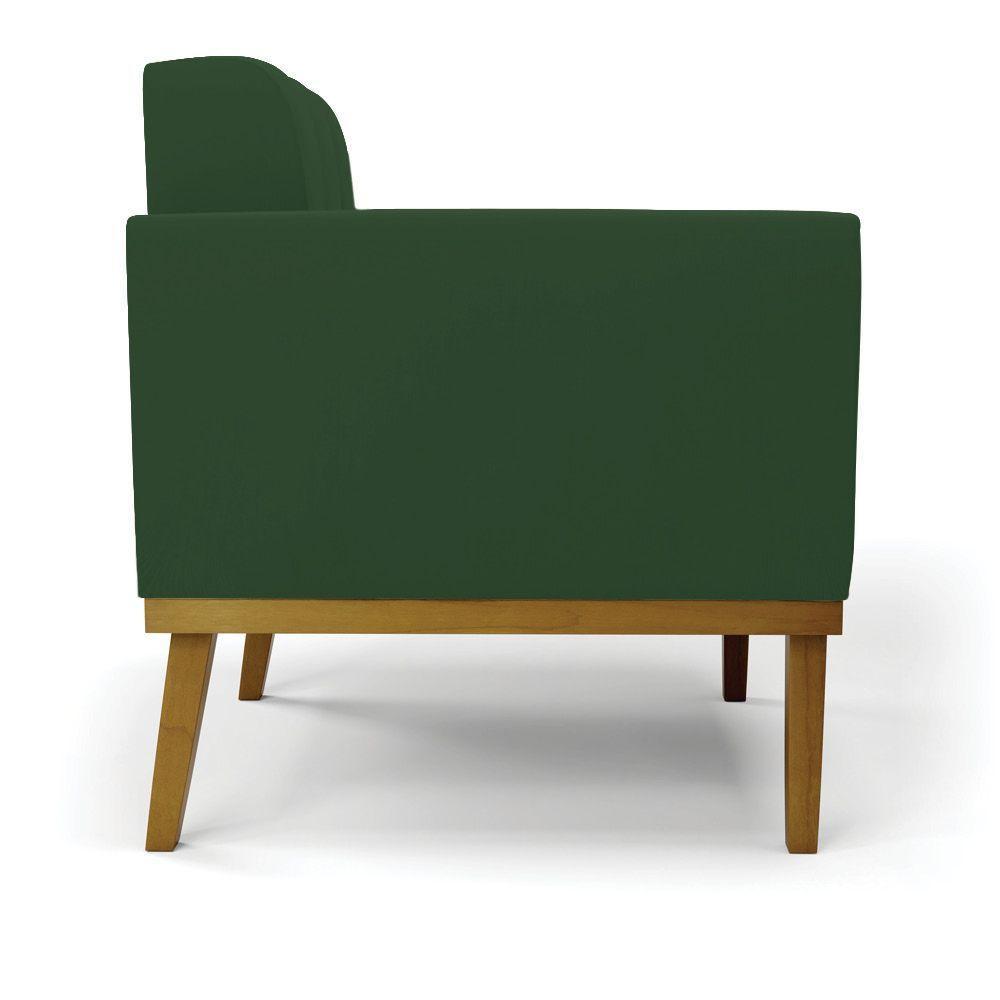 Poltrona Base De Madeira Fixa Castanho Kit 2 Elisa Veludo D03 - D'rossi Cor Verde - 7