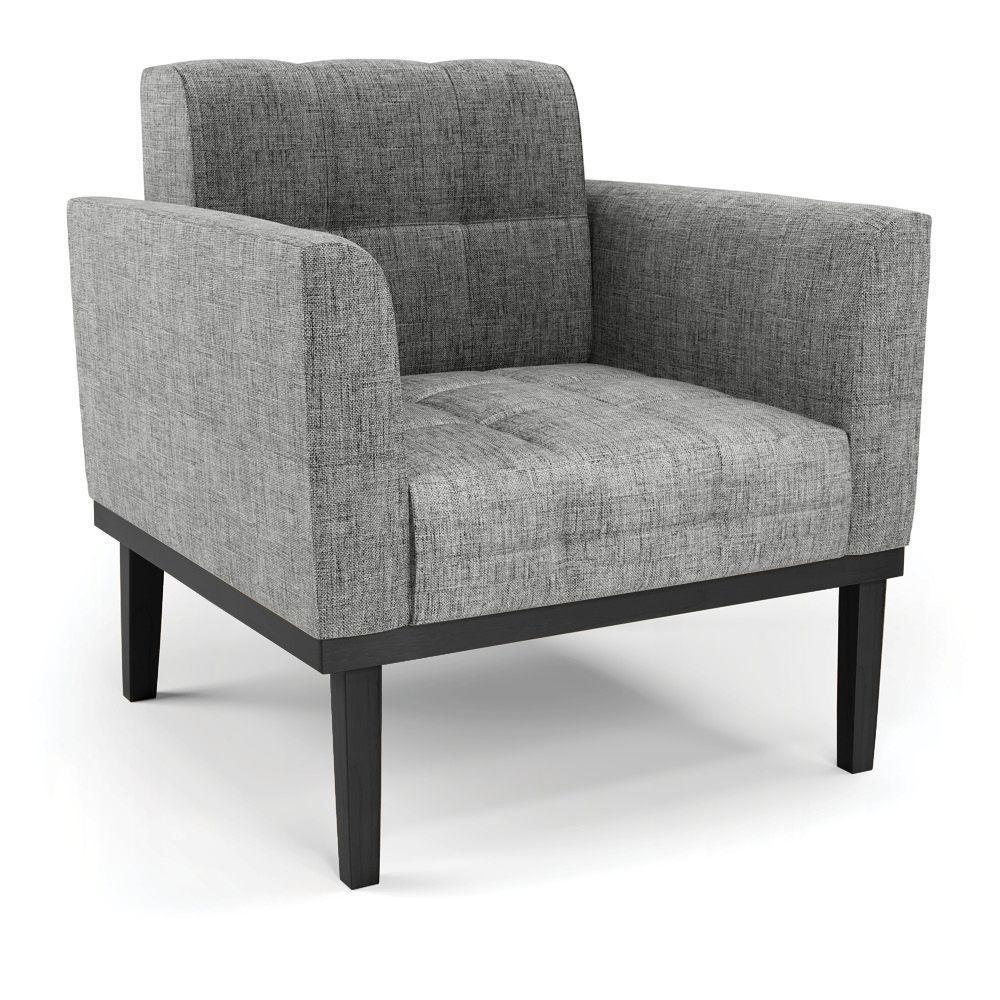 Poltrona Base De Madeira Fixa Preto Elisa Linho Grafite A26 D03 - D'rossi - 1