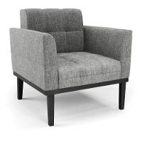 Poltrona Base De Madeira Fixa Preto Elisa Linho Grafite A26 D03 - D'rossi - 1