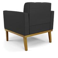 Poltrona Base De Madeira Fixa Castanho Elisa Corino Preto D03 - D'rossi - 3