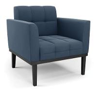 Poltrona Base De Madeira Fixa Preto Elisa Suede Azul Marinho D03 - D'rossi - 1