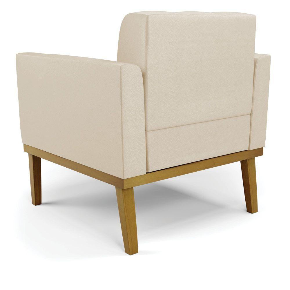 Poltrona Base De Madeira Fixa Castanho Kit 2 Elisa Corino Bege D03 - D'rossi - 3