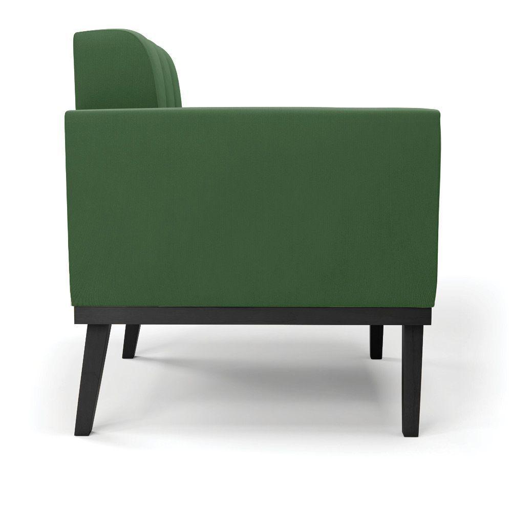 Poltrona Base De Madeira Fixa Preto Kit 2 Elisa Suede Verde D03 - D'rossi - 7