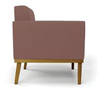 Poltrona Base De Madeira Fixa Castanho Kit 2 Elisa Veludo Rosê D03 - D'rossi - 7