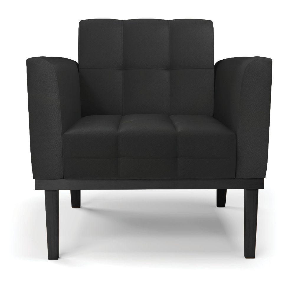 Poltrona Base De Madeira Fixa Preto Kit 2 Elisa Corino Preto D03 - D'rossi - 1