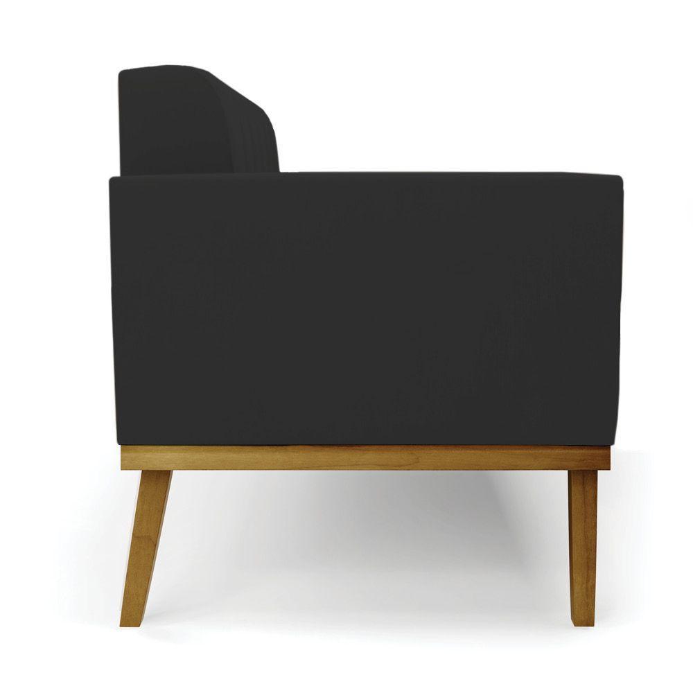 Poltrona Base De Madeira Fixa Castanho Elisa Veludo Preto D03 - D'rossi - 2