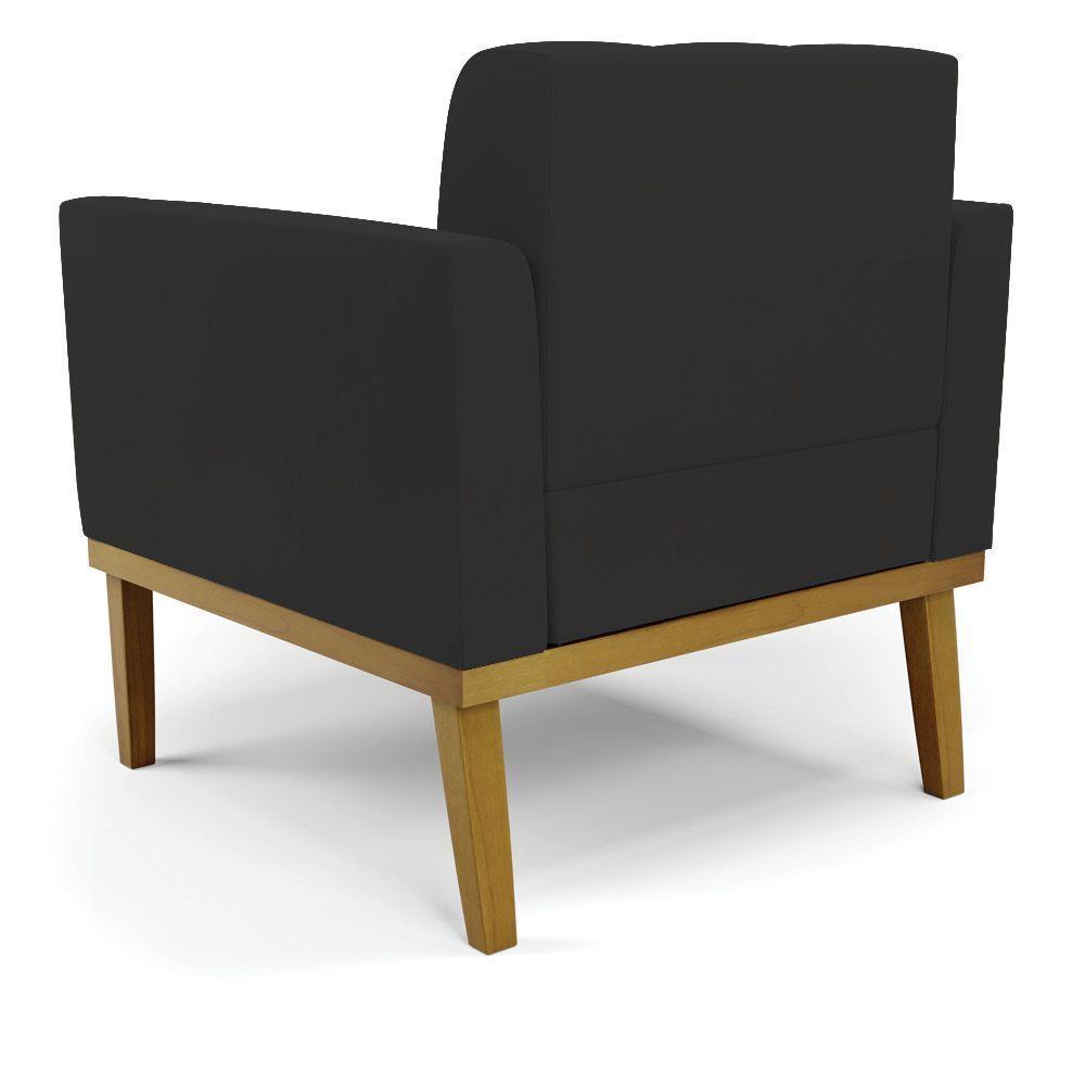 Poltrona Base De Madeira Fixa Castanho Elisa Veludo Preto D03 - D'rossi - 3