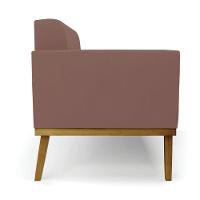 Poltrona Base De Madeira Fixa Castanho Kit 2 Elisa Veludo D03 - D'rossi Cor Rose