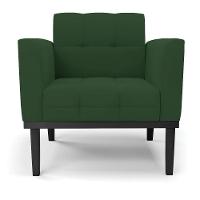 Poltrona Base De Madeira Fixa Preto Kit 2 Elisa Veludo Verde D03 - D'rossi - 5